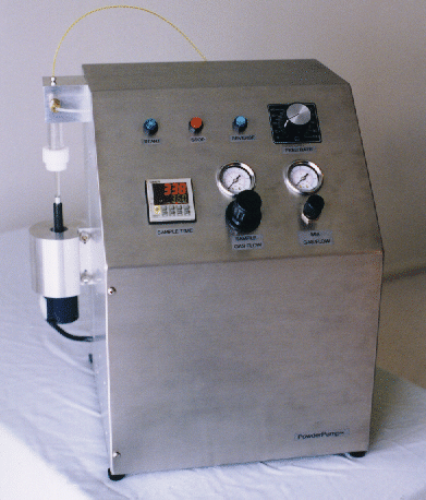 PowderPump direct powder sample injector for ICP spectroscopy.